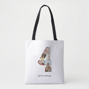 Zwart-wit Nummer 4 Fotocollage Tote Bag
