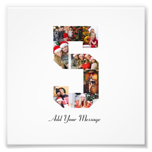 Zwart-wit nummer 5 foto collage afdruk (Voorkant)