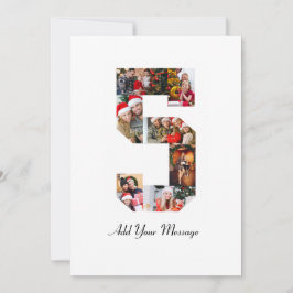 Zwart-wit nummer 5 foto collage bedankkaart