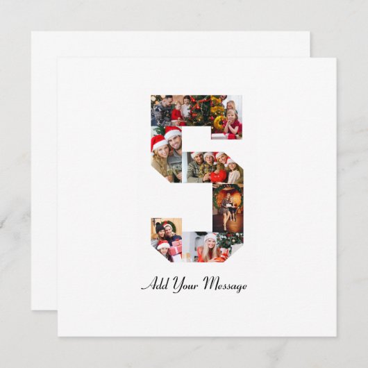 Zwart-wit nummer 5 fotocollage aankondiging (Voorkant / Achterkant)