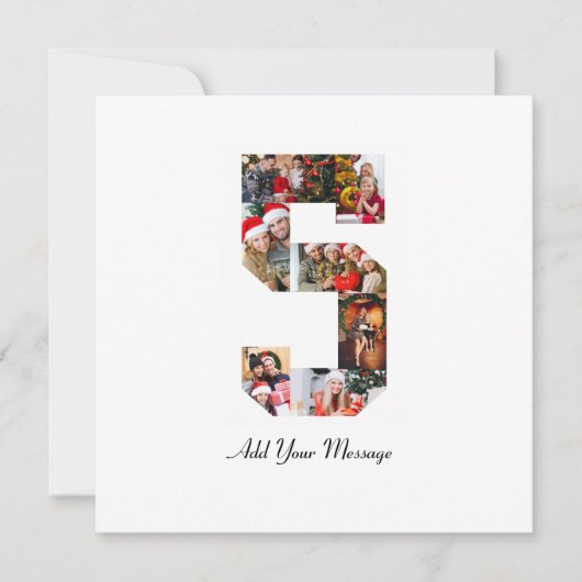 Zwart-wit nummer 5 fotocollage aankondiging (Voorkant)