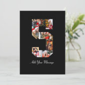 Zwart-wit Nummer 5 Fotocollage Bedankkaart (Staand voorkant)