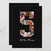 Zwart-wit Nummer 5 Fotocollage Bedankkaart (Voorkant / Achterkant)