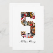 Zwart-wit nummer 5 fotocollage bedankkaart (Voorkant / Achterkant)