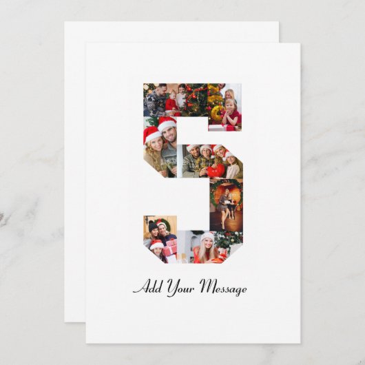 Zwart-wit nummer 5 fotocollage bedankkaart (Voorkant / Achterkant)