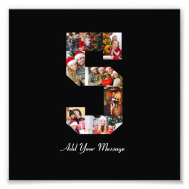 Zwart-wit Nummer 5 Fotocollage Foto Afdruk