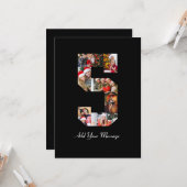 Zwart-wit Nummer 5 Fotocollage Kaart (Voorkant / Achterkant in situ)