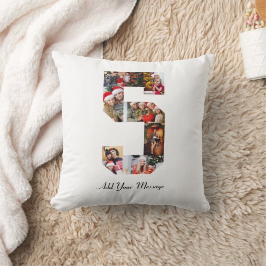 Zwart-wit Nummer 5 Fotocollage Kussen (Deken)