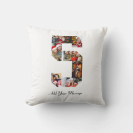 Zwart-wit Nummer 5 Fotocollage Kussen