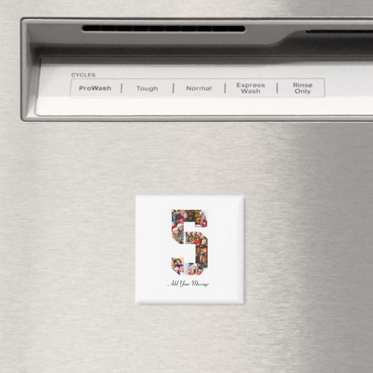 Zwart-wit Nummer 5 Fotocollage Magneet (Insitu (Vaatwasser))