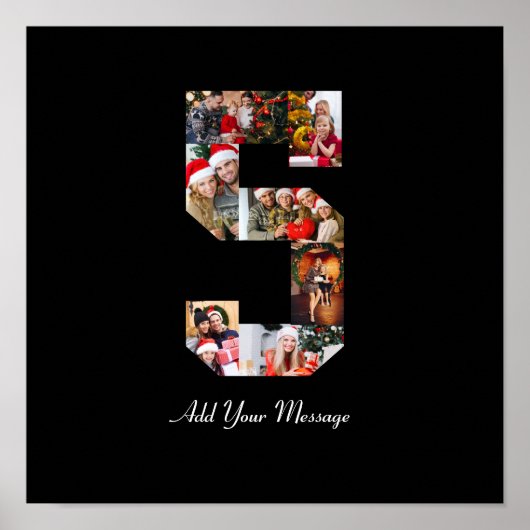 Zwart-wit Nummer 5 Fotocollage Poster (Voorkant)
