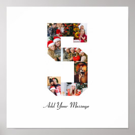 Zwart-wit Nummer 5 Fotocollage Poster