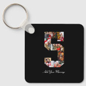 Zwart-wit Nummer 5 Fotocollage Sleutelhanger (Voorkant)