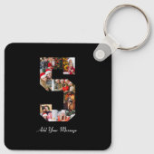 Zwart-wit Nummer 5 Fotocollage Sleutelhanger (Achterkant)