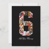 Zwart-wit nummer 6 foto collage aankondiging (Voorkant)