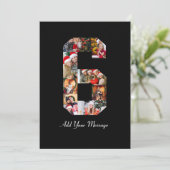 Zwart-wit nummer 6 foto collage aankondiging (Staand voorkant)