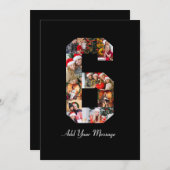 Zwart-wit nummer 6 foto collage aankondiging (Voorkant / Achterkant)