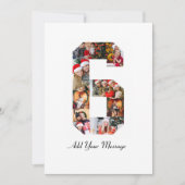 Zwart-wit nummer 6 fotocollage bedankkaart (Voorkant)