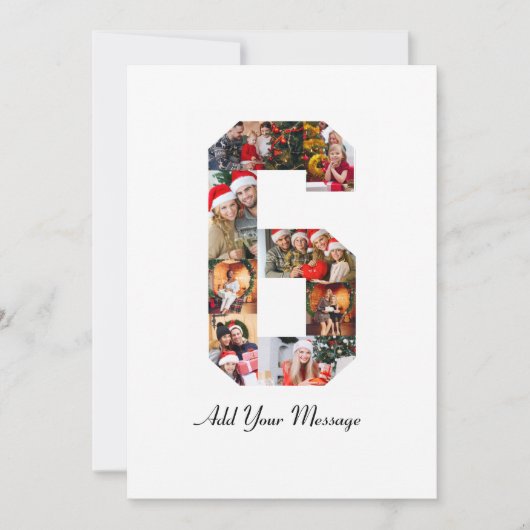 Zwart-wit nummer 6 fotocollage bedankkaart (Voorkant)