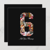 Zwart-wit Nummer 6 Fotocollage Bedankkaart (Voorkant / Achterkant)