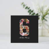 Zwart-wit Nummer 6 Fotocollage Bedankkaart (Staand voorkant)