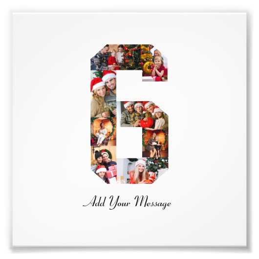 Zwart-wit Nummer 6 Fotocollage Foto Afdruk (Voorkant)