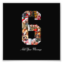 Zwart-wit nummer 6 fotocollage foto afdruk