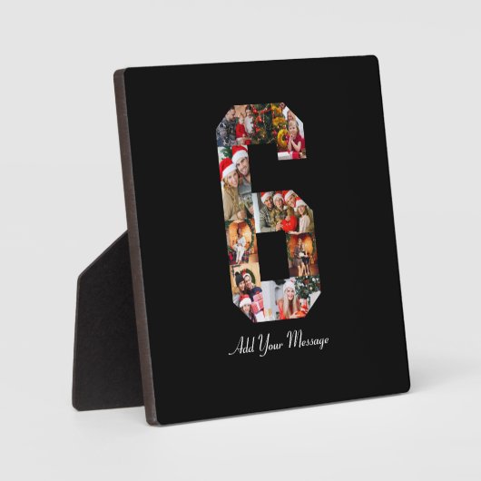 Zwart-wit nummer 6 fotocollage fotoplaat (Voorkant)