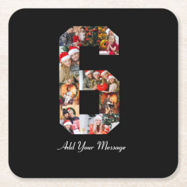 Zwart-wit Nummer 6 Fotocollage Kartonnen Onderzetters