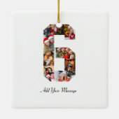 Zwart-wit Nummer 6 Fotocollage Keramisch Ornament (Achterkant)