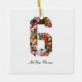 Zwart-wit Nummer 6 Fotocollage Keramisch Ornament (Voorkant)