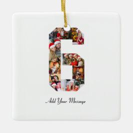 Zwart-wit Nummer 6 Fotocollage Keramisch Ornament