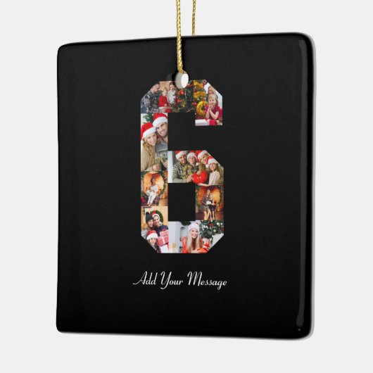 Zwart-wit Nummer 6 Fotocollage Keramisch Ornament (Links)