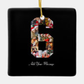 Zwart-wit Nummer 6 Fotocollage Keramisch Ornament (Voorkant)