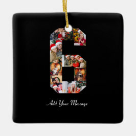 Zwart-wit Nummer 6 Fotocollage Keramisch Ornament