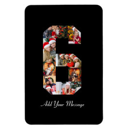 Zwart-wit Nummer 6 Fotocollage Magneet