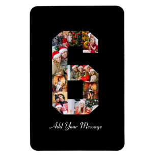 Zwart-wit Nummer 6 Fotocollage Magneet