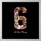 Zwart-wit nummer 6 fotocollage poster (Voorkant)