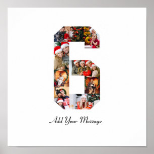 Zwart-wit Nummer 6 Fotocollage Poster