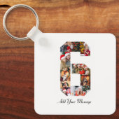 Zwart-wit Nummer 6 Fotocollage Sleutelhanger (Voorkant)