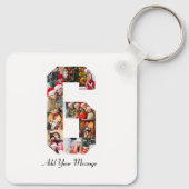 Zwart-wit Nummer 6 Fotocollage Sleutelhanger (Achterkant)