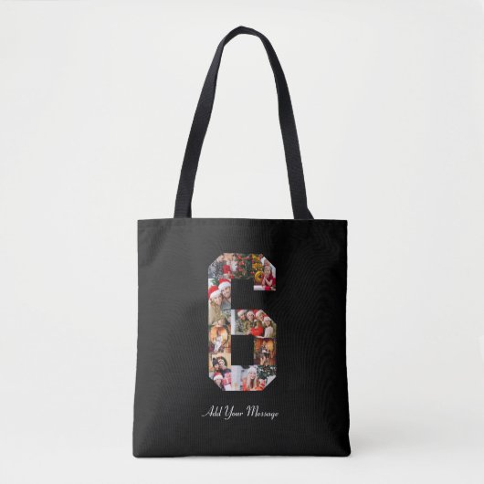 Zwart-wit Nummer 6 Fotocollage Tote Bag (Voorkant)