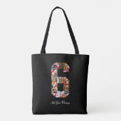 Zwart-wit Nummer 6 Fotocollage Tote Bag (Achterkant)
