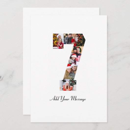 Zwart-wit nummer 7 foto collage aankondiging (Voorkant / Achterkant)