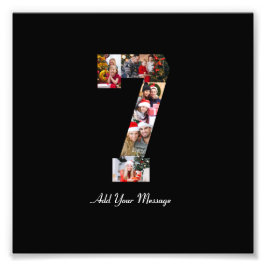 Zwart-wit nummer 7 foto collage afdruk