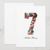 Zwart-wit nummer 7 fotocollage aankondiging (Voorkant / Achterkant)