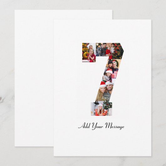 Zwart-wit nummer 7 fotocollage aankondiging (Voorkant / Achterkant)