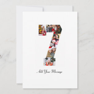 Zwart-wit nummer 7 fotocollage bedankkaart