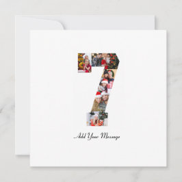 Zwart-wit nummer 7 fotocollage bedankkaart