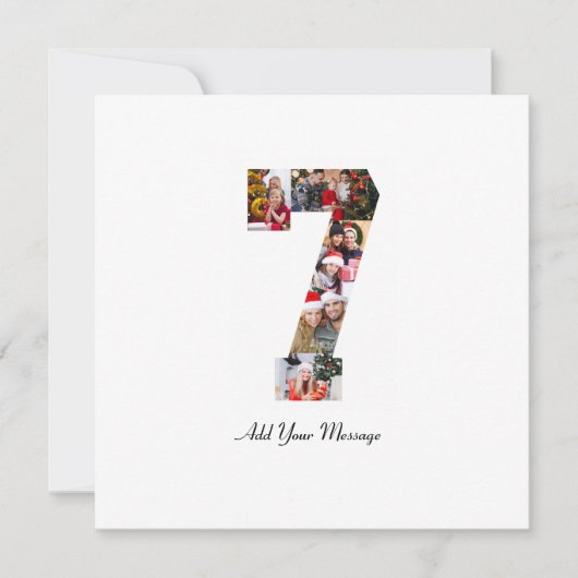Zwart-wit nummer 7 fotocollage bedankkaart (Voorkant)